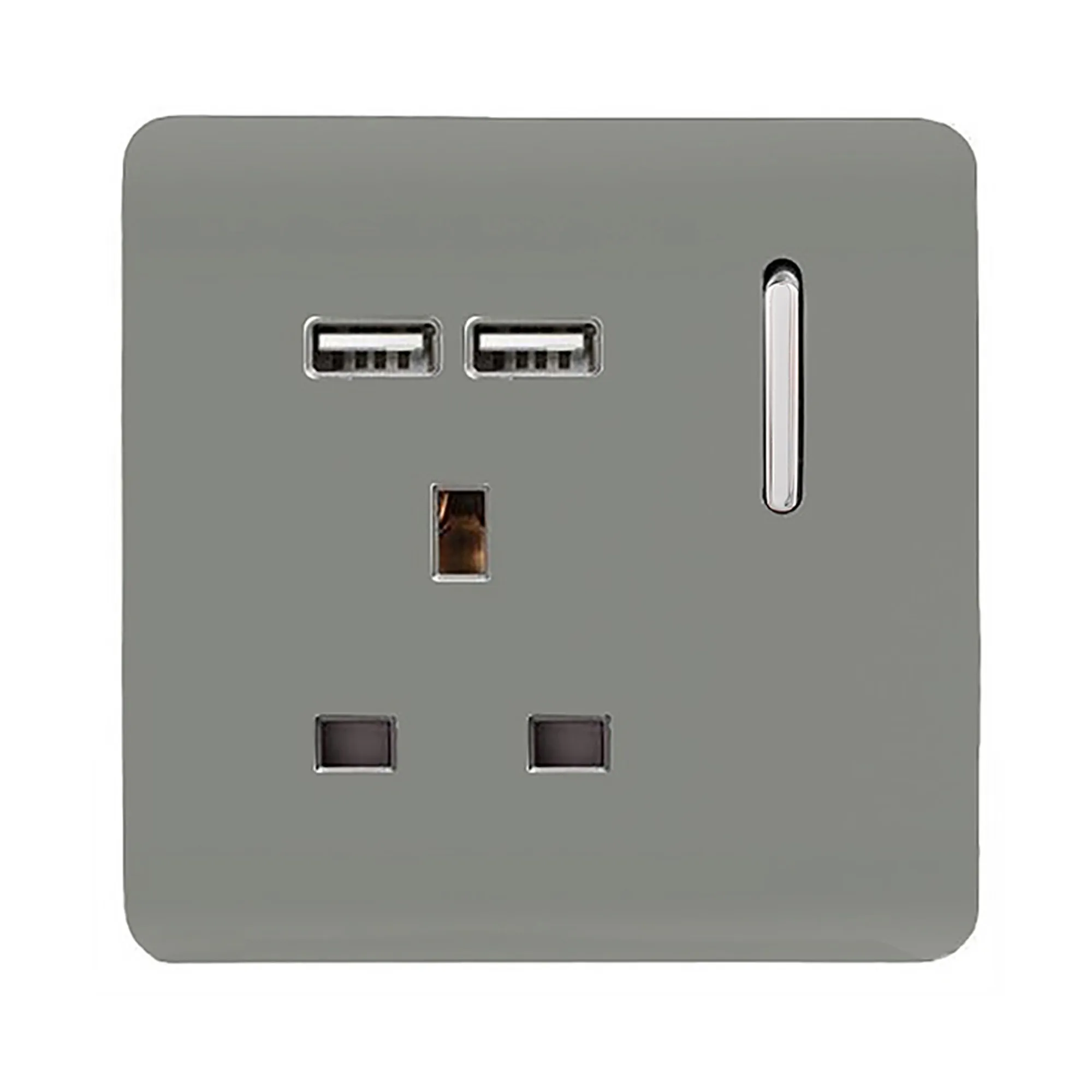 ART-SKT13USBLG  1 Gang 13Amp Switched Single Socket With 2 x USB Light Grey